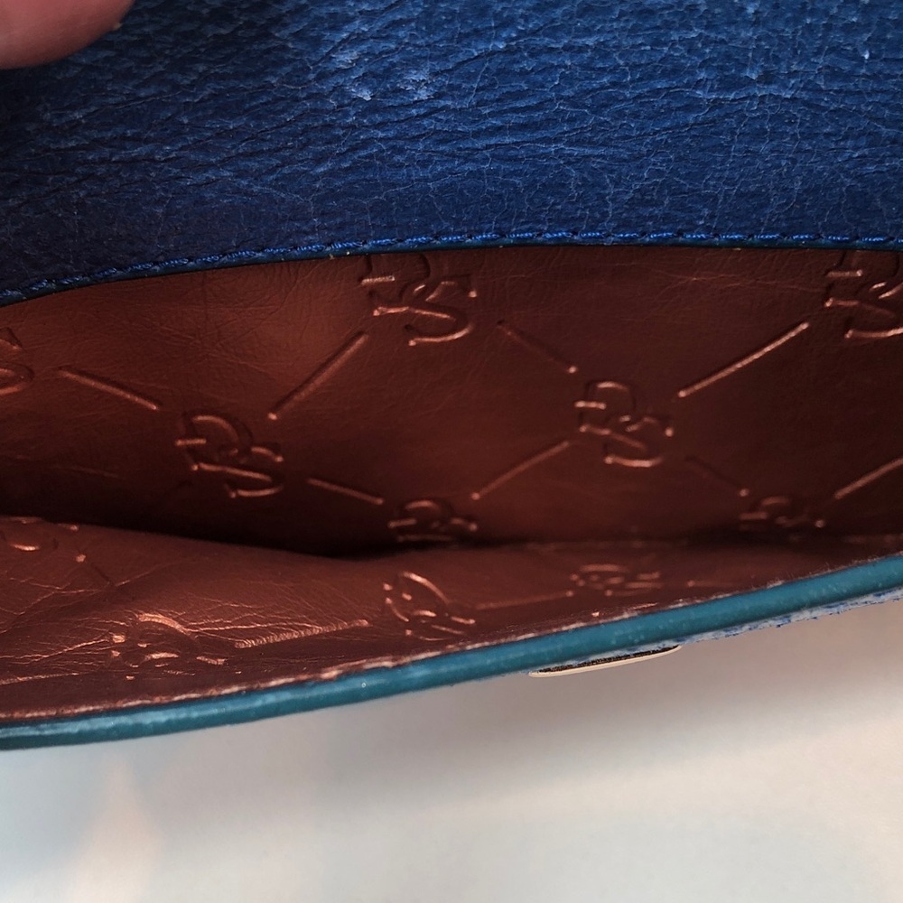 La Gioe di Toscana by Sharon Gioe Blue Leather Women's Wallet NEW - Picture 7 of 16